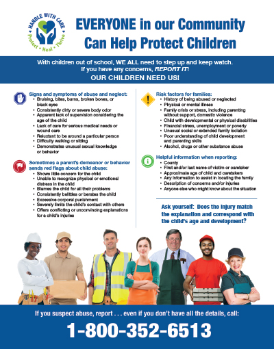 Handle With Care mandated reporter flyer